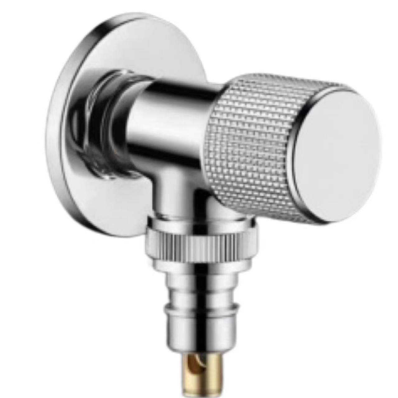 កញ្ចក់ Chrome Knurled Knob Washing Machine Water Stop Valve