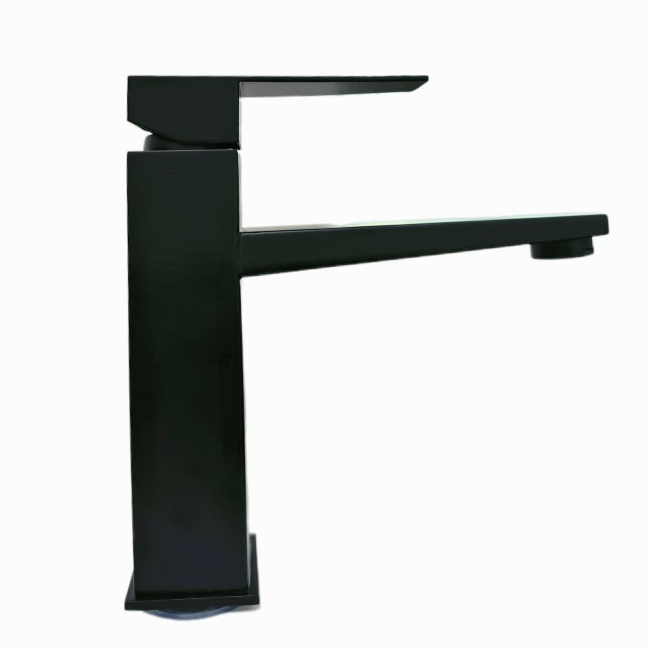 រចនាបថតូចតាចទំនើប Frosted Black Square Basin Faucet